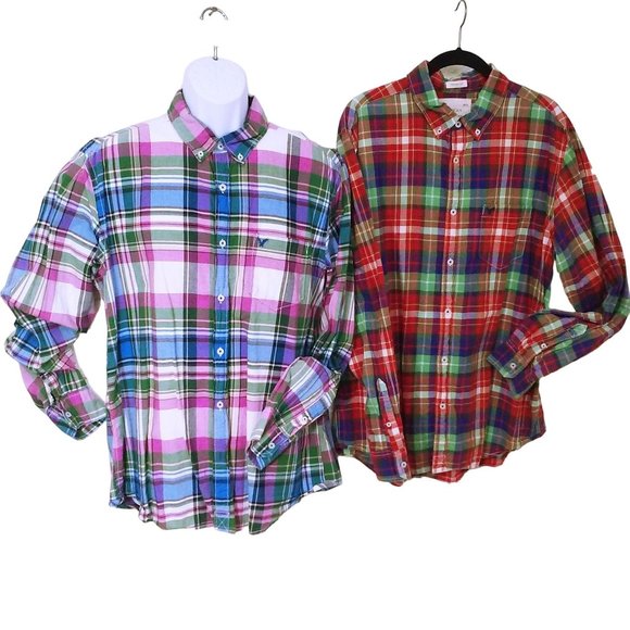 Lot of 2 Tops American Eagle Plaid Vintage Fit XL Button-Down LSL Pockets Cotton - Picture 2 of 12